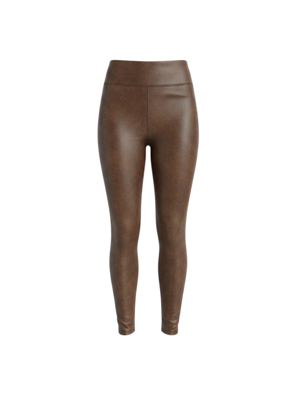 eHigh-Rise Brown Faux Leather Leggings - XS Women Pants with pockets NWO